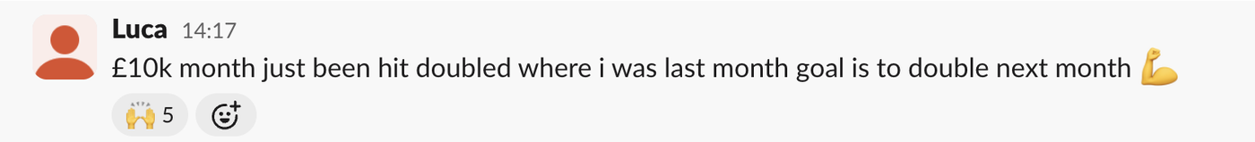 Luca, £10k month
